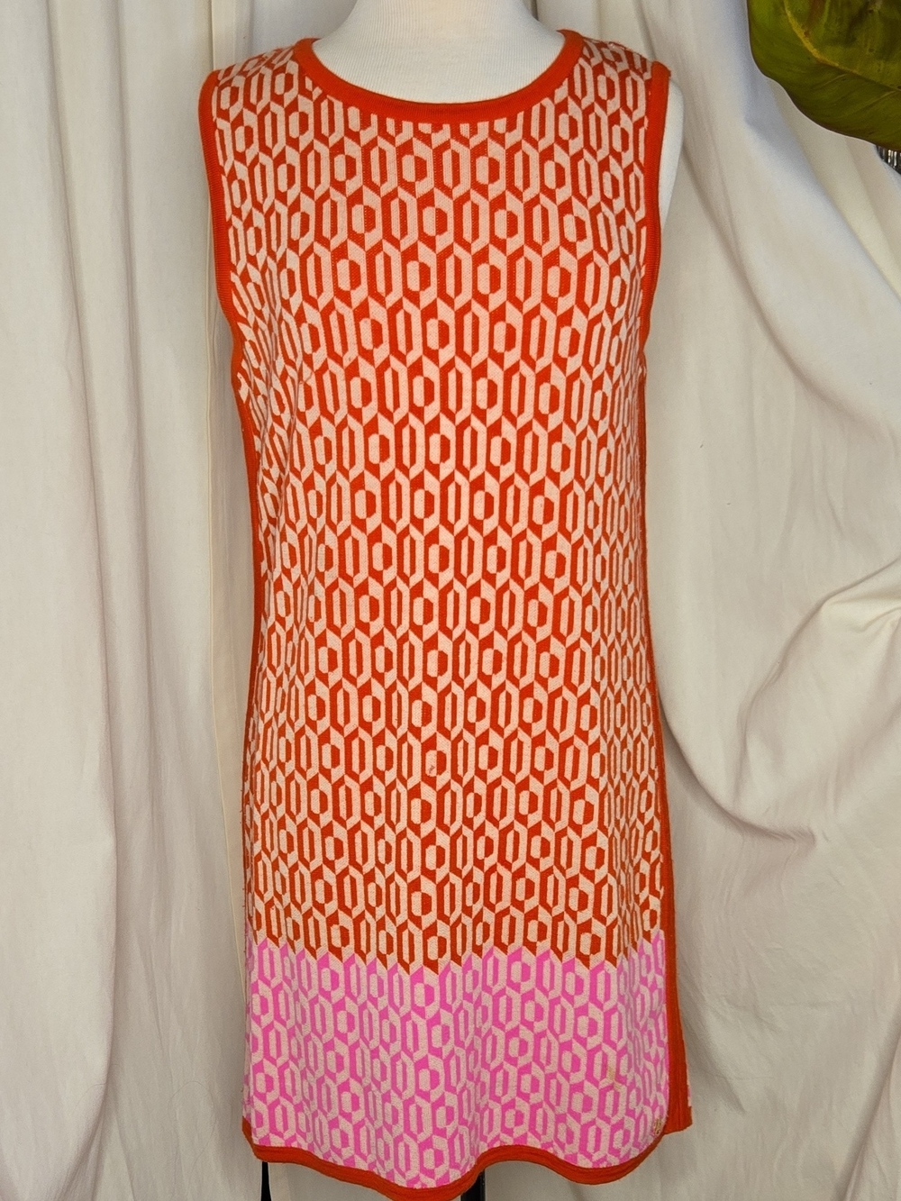 Juicy Couture Orange and Pink Geometric Sleeveless Knit Dress